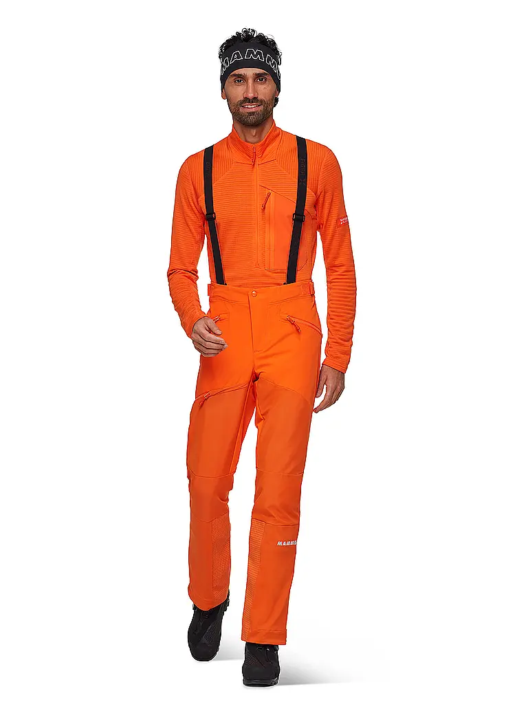 MAMMUT | Pantalón de touring softshell para hombre Eiger Nordwand Pro con tirantes | Naranja