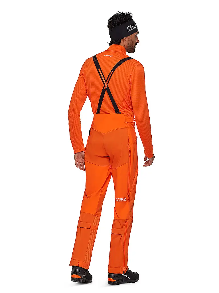 MAMMUT | Pantalón de touring softshell para hombre Eiger Nordwand Pro con tirantes | Naranja