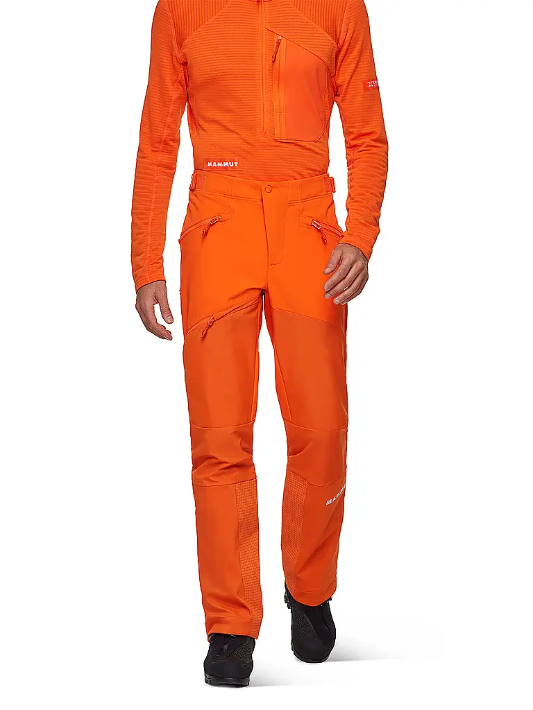 MAMMUT | Pantalón de touring softshell para hombre Eiger Nordwand Pro con tirantes | Naranja
