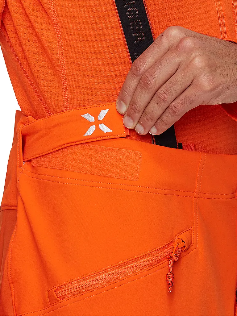 MAMMUT | Pantalón de touring softshell para hombre Eiger Nordwand Pro con tirantes | Naranja