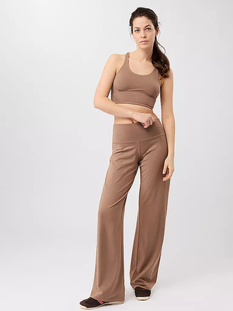 MANDALA | Pantalones de yoga de pernera ancha para mujer | Marrón claro