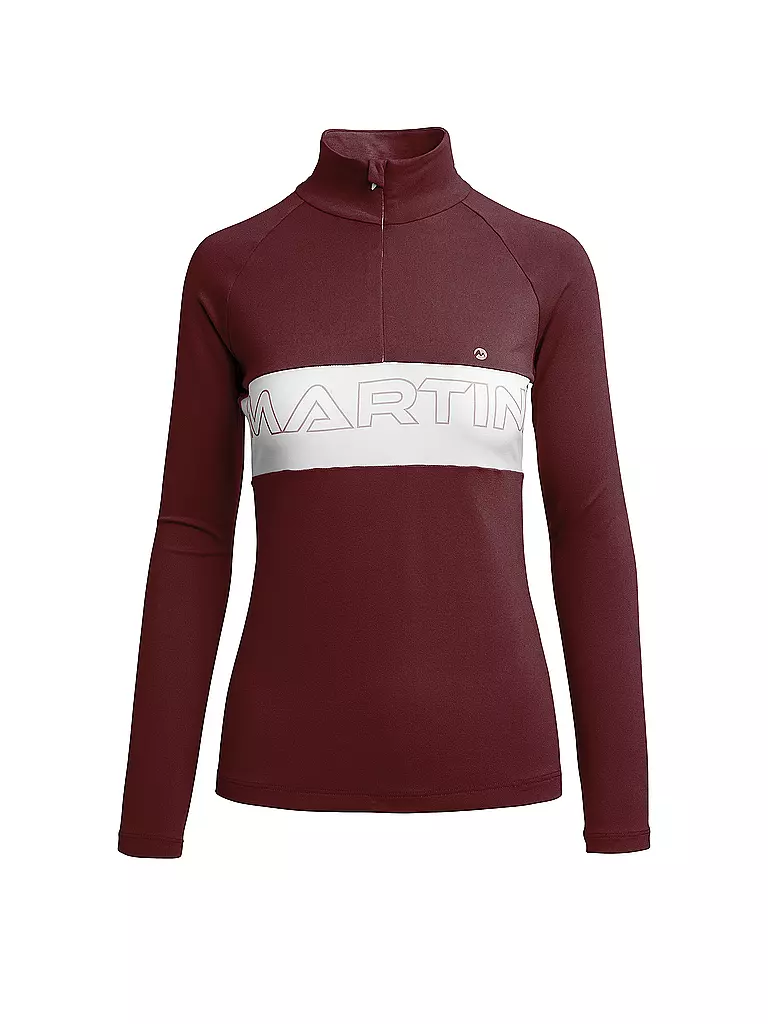 MARTINI | Damen Funktions Zipshirt Pearl | Rojo oscuro
