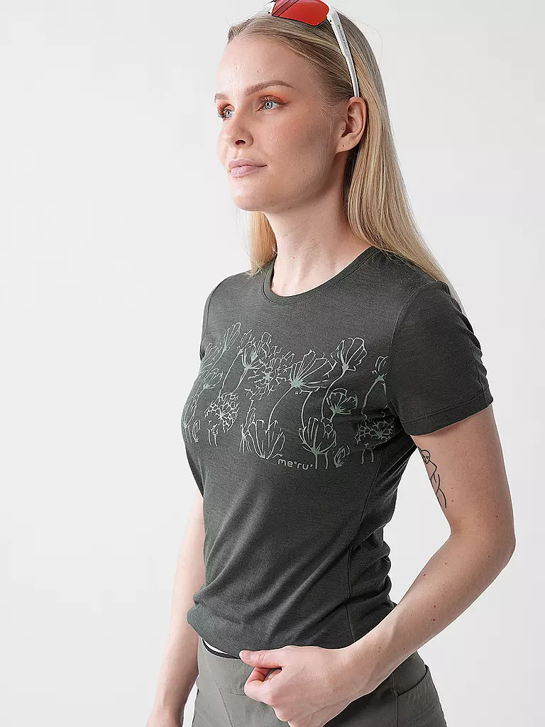 MERU | Camiseta funcional de merino Queluz para mujer | Verde oscuro