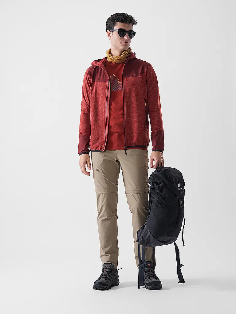 MERU | Chaqueta polar para hombre Faxe Powerstretch con capucha | Rojo oscuro