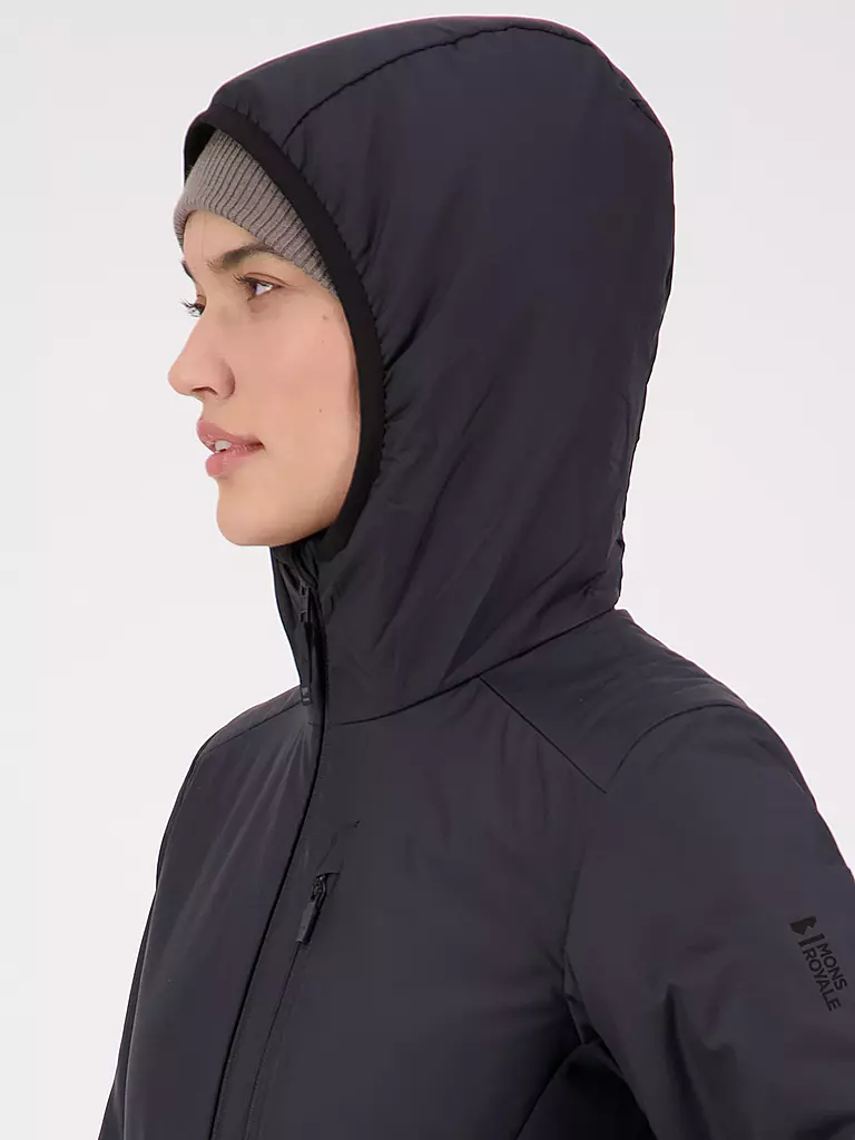 MONS ROYALE | Damen Isojacke Arete Wool Hoodie | Negro