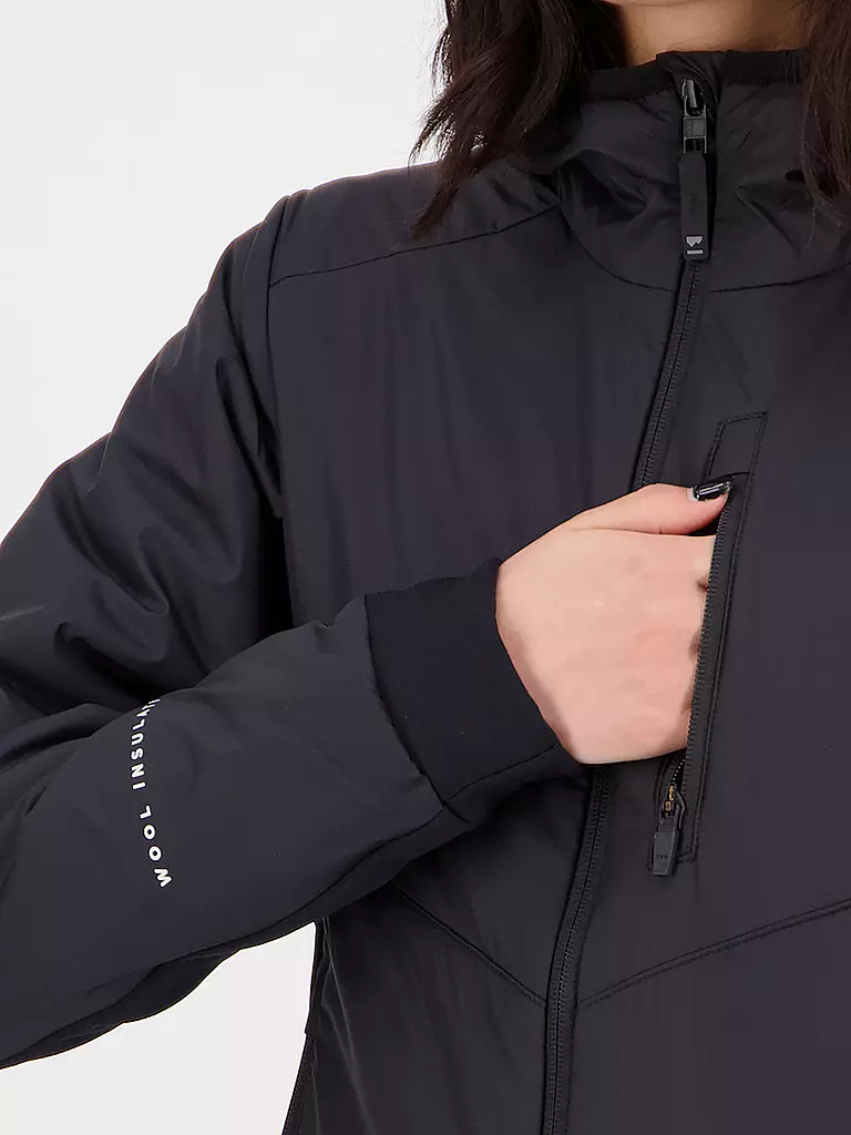 MONS ROYALE | Damen Isojacke Arete Wool Hoodie | Negro