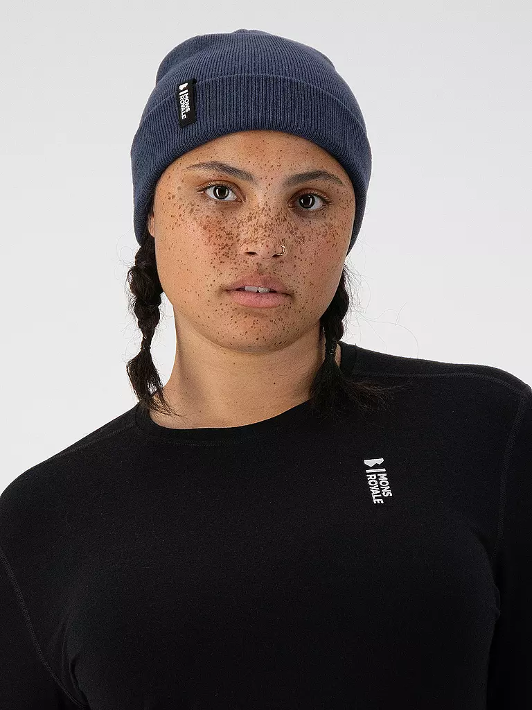 MONS ROYALE | Mütze Mc Cloud Merino | Azul oscuro