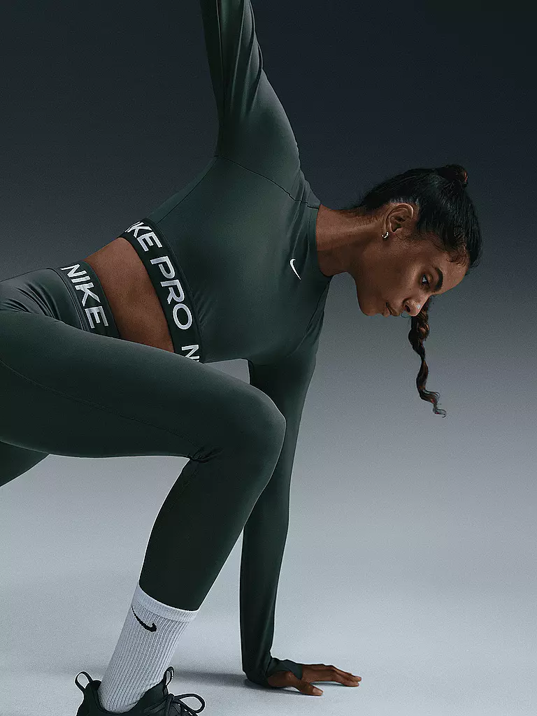 NIKE | Camiseta de fitness para mujer Pro 365 Crop Dri-FIT | Verde oscuro
