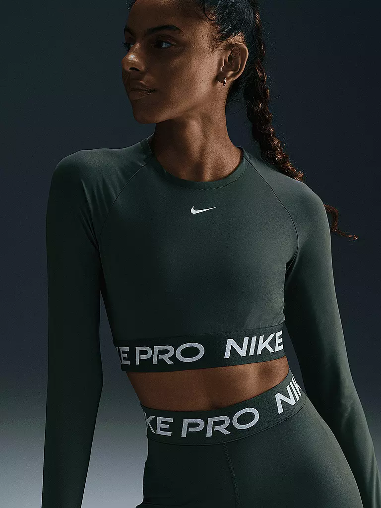 NIKE | Camiseta de fitness para mujer Pro 365 Crop Dri-FIT | Verde oscuro