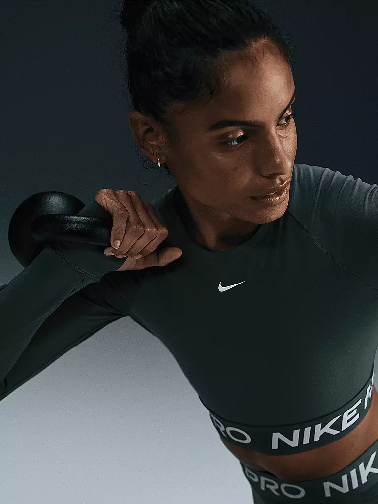 NIKE | Camiseta de fitness para mujer Pro 365 Crop Dri-FIT | Verde oscuro
