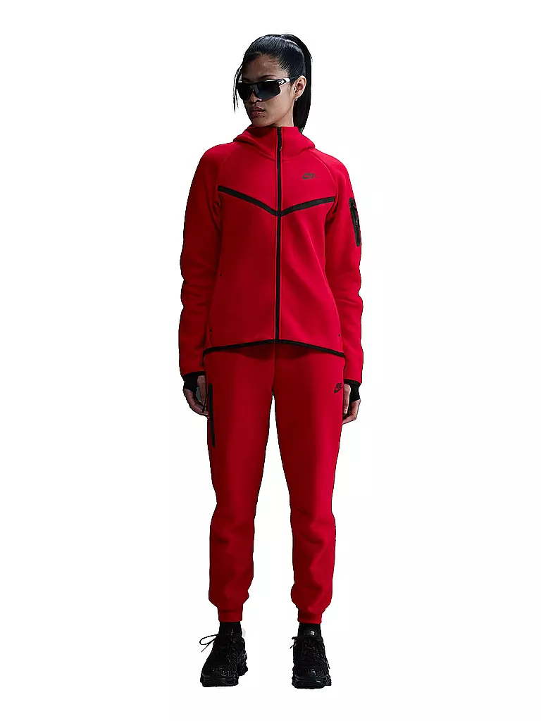 NIKE | Chaqueta polar Tech FLC con capucha para mujer | Rojo