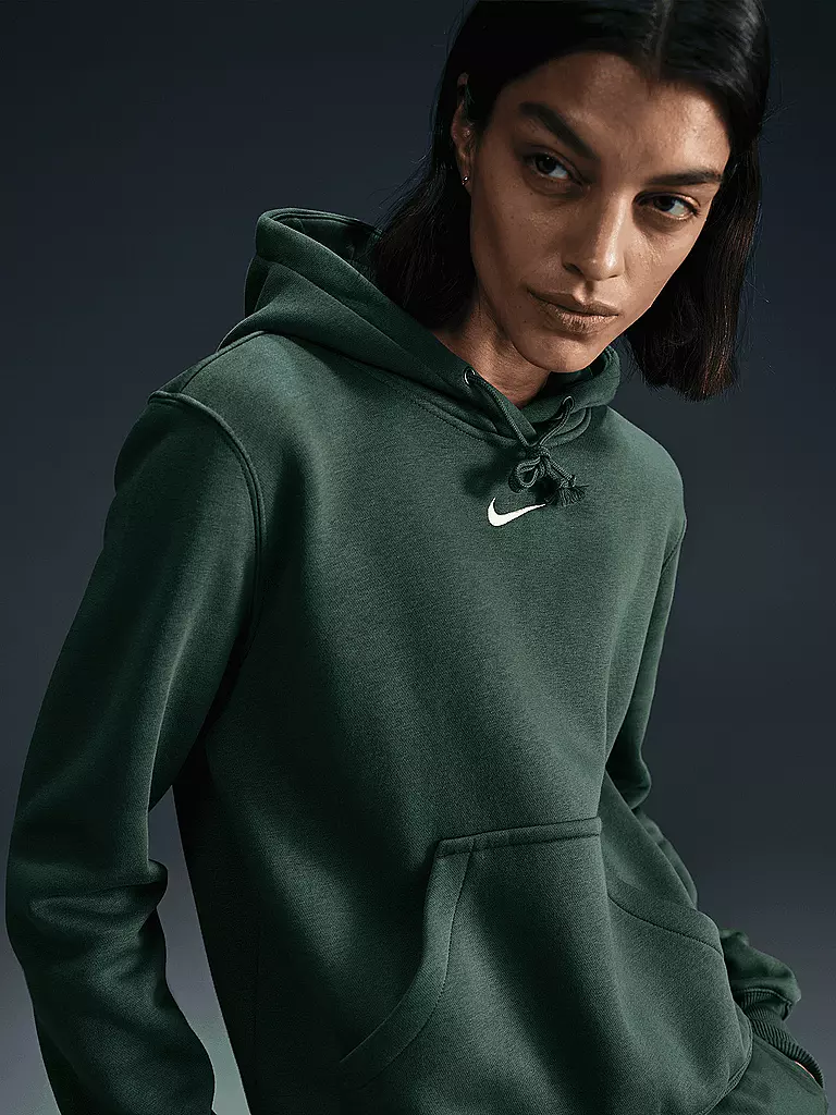 NIKE | Damen Fitnesshoodie Sportswear Phoenix Fleece | Verde oscuro