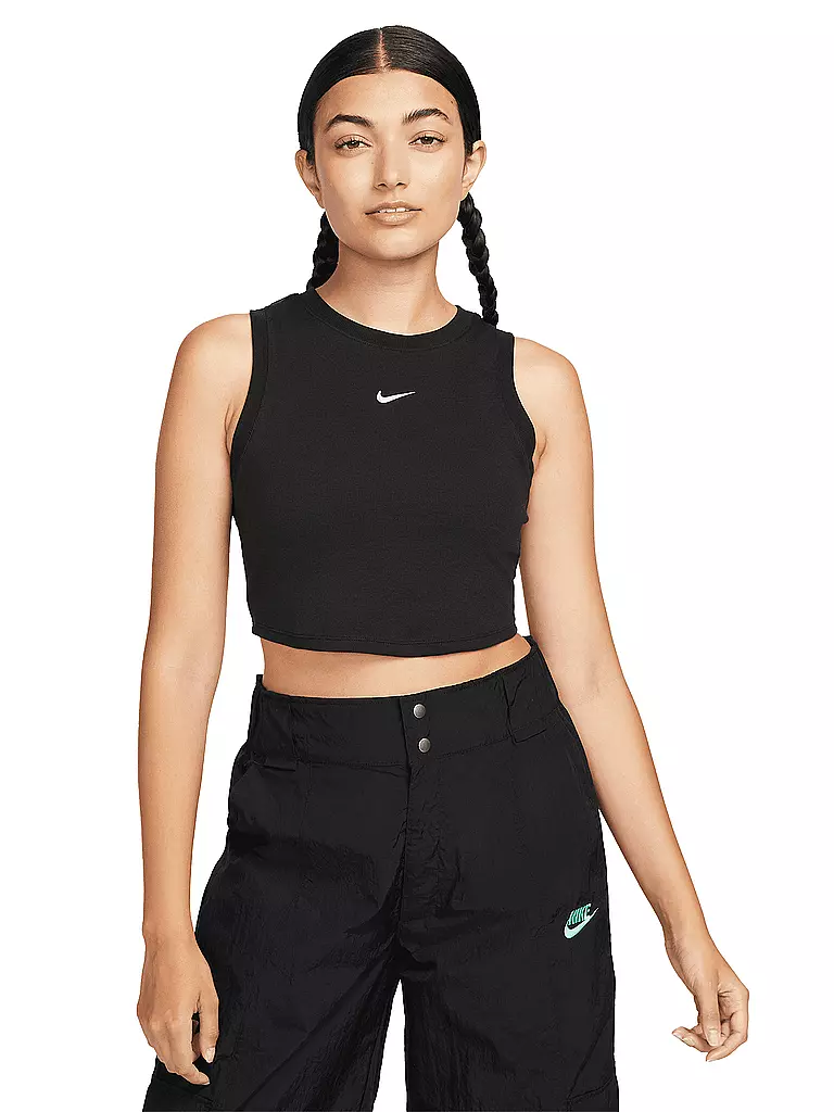 NIKE | Top corto de punto Chill Sportswear para mujer | Negro