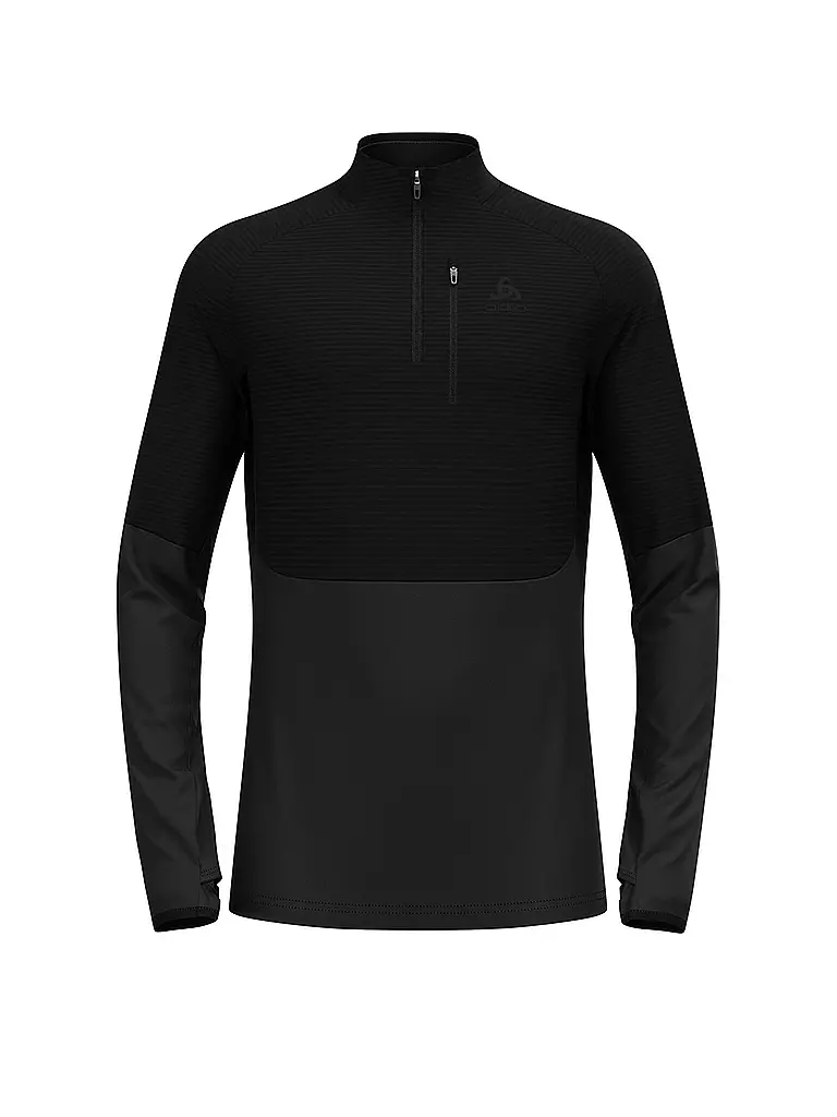 ODLO | Camiseta interior con cremallera para hombre Descent Ceramiwarm | Negro