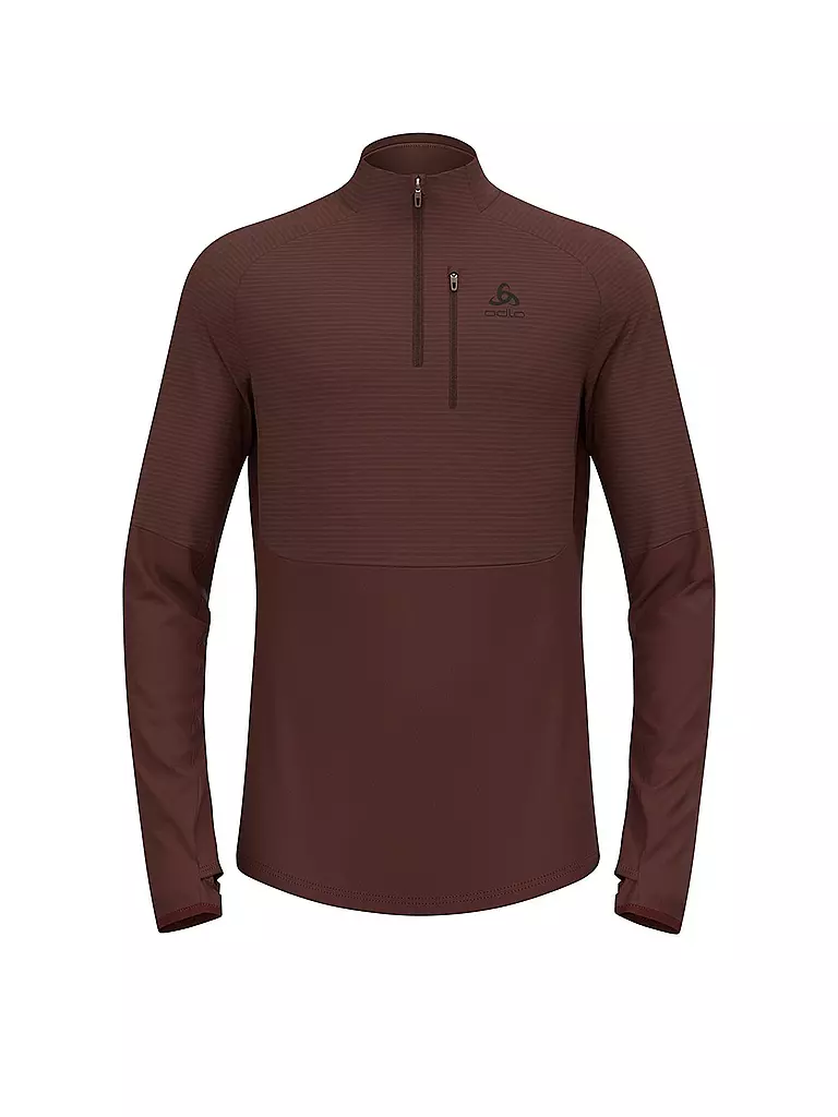 ODLO | Camiseta interior con cremallera para hombre Descent Ceramiwarm | Marrón