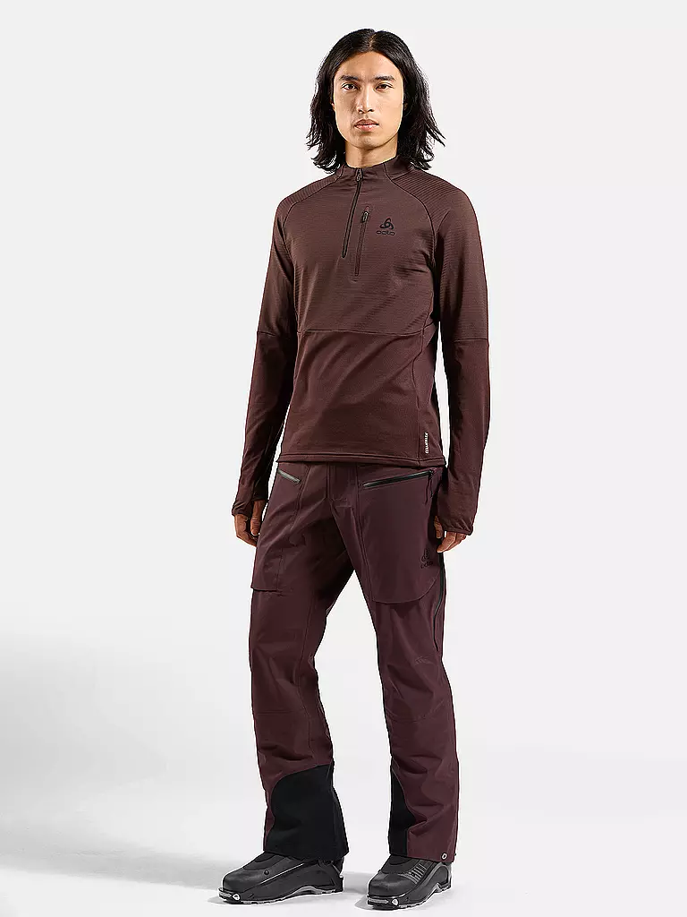 ODLO | Camiseta interior con cremallera para hombre Descent Ceramiwarm | Marrón