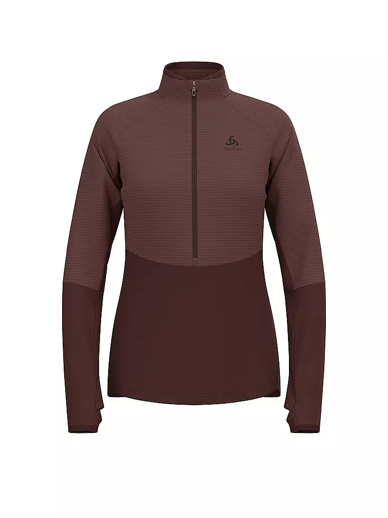 ODLO | Camiseta interior con cremallera para mujer Descent Ceramiwarm | Marrón