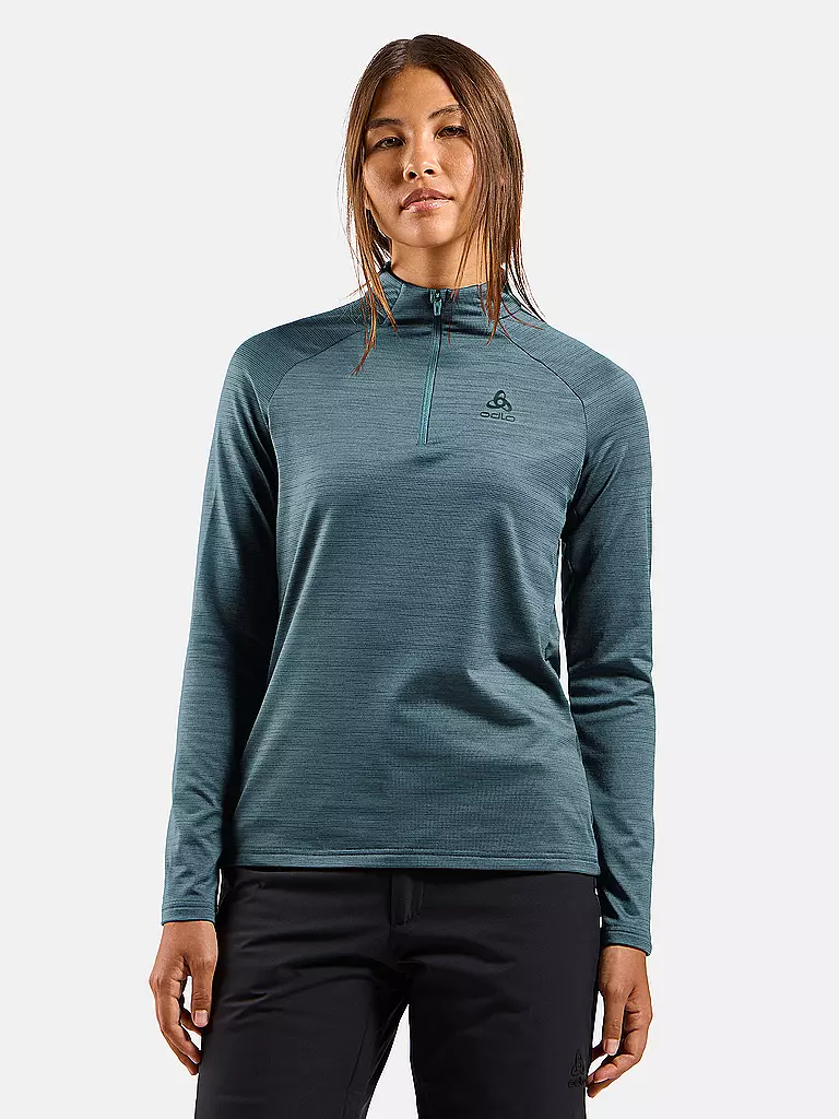 ODLO | Camiseta interior con cremallera para mujer Essentials Ceramiwarm | Azul