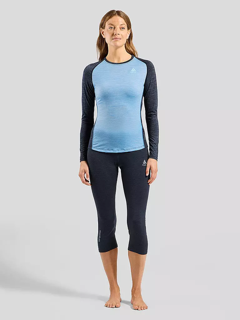 ODLO | Mallas interiores de mujer Revelstoke Performance Wool Warm 3/4 | Azul oscuro