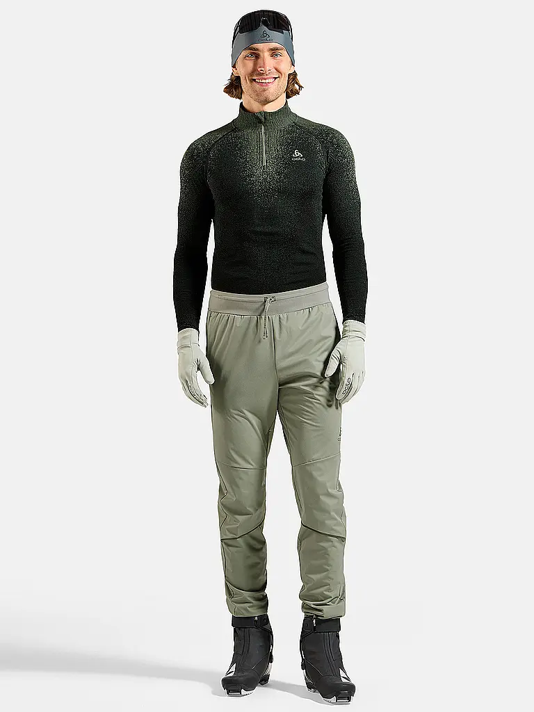 ODLO | Pantalón de esquí de fondo para hombre Zeroweight Pro Windproof Warm | Oliva