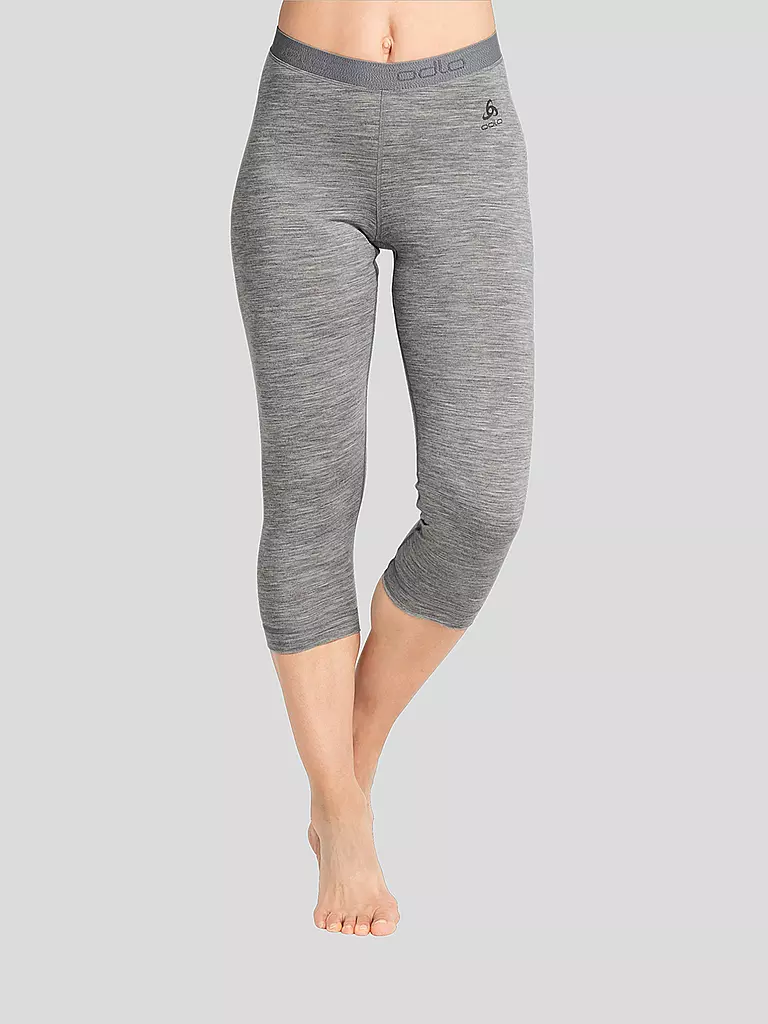 ODLO | Pantalón interior 3/4 de mujer Natural 100% Merino Warm | Gris