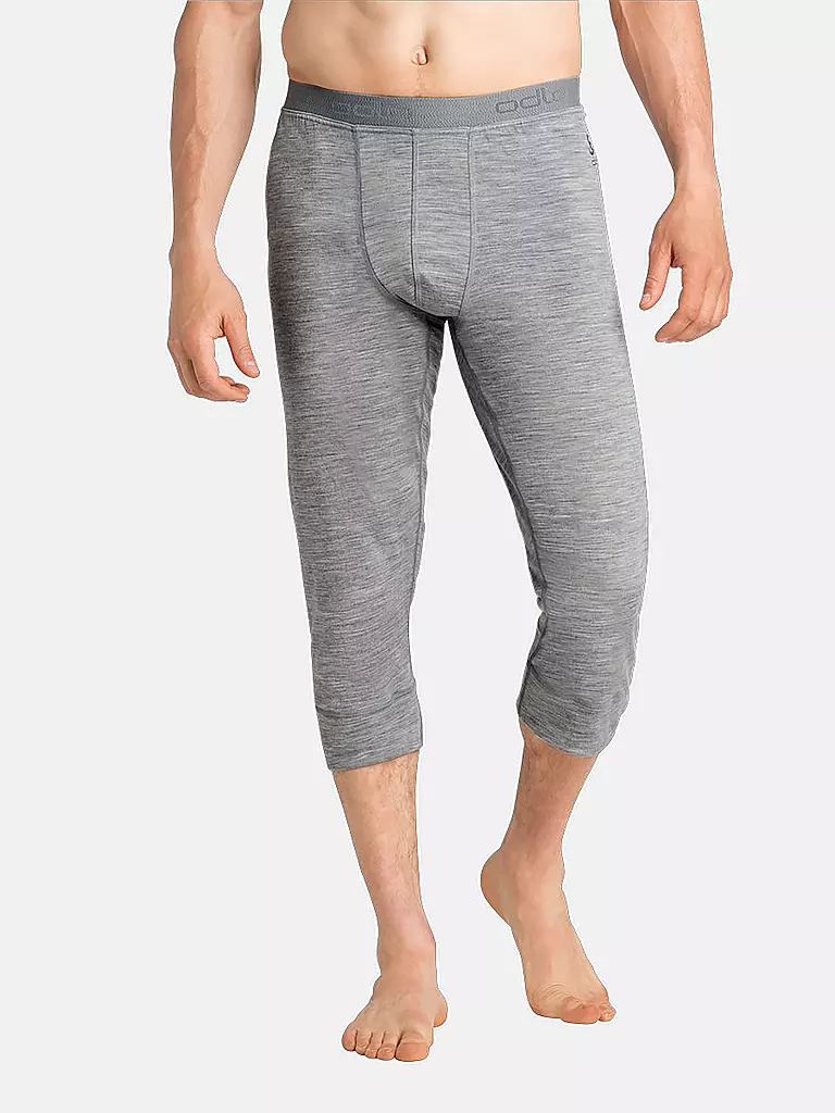 ODLO | Pantalones interiores para hombre Natural 100% Merino Warm 3/4 | Gris