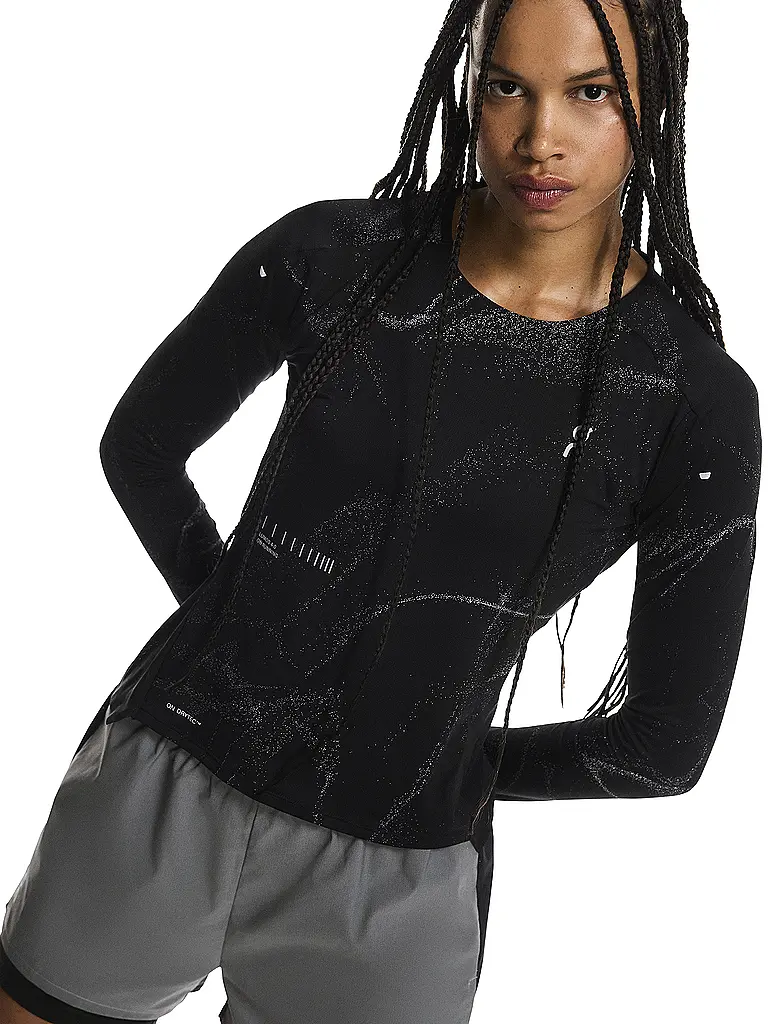 ON | Camiseta de running de manga larga Performance Long-T Lumos para mujer | Negro