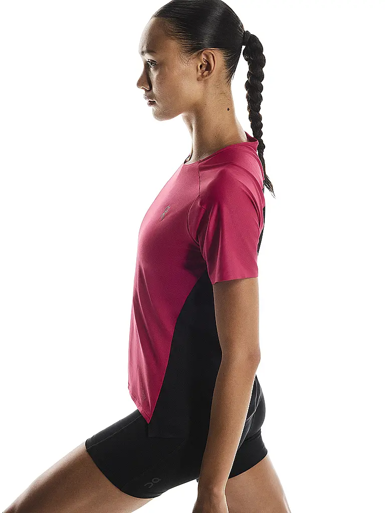 ON | Camiseta de running Performance-T para mujer | Rojo oscuro