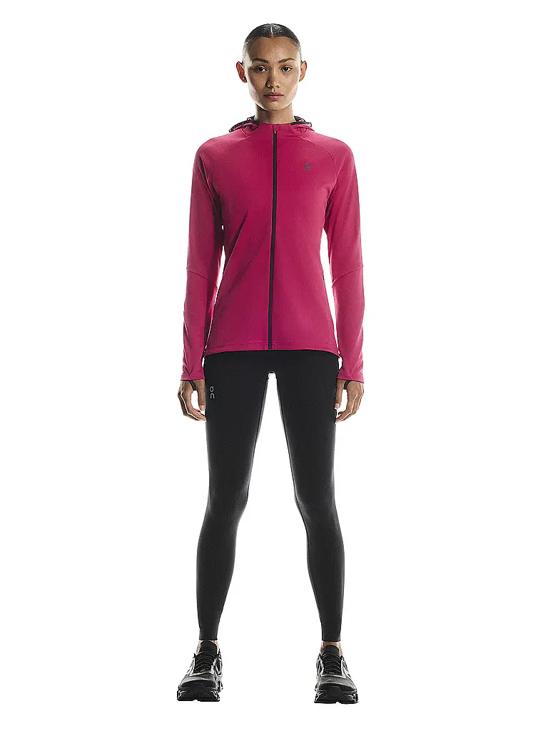 ON | Chaqueta de running con capucha Climate para mujer | Rojo oscuro