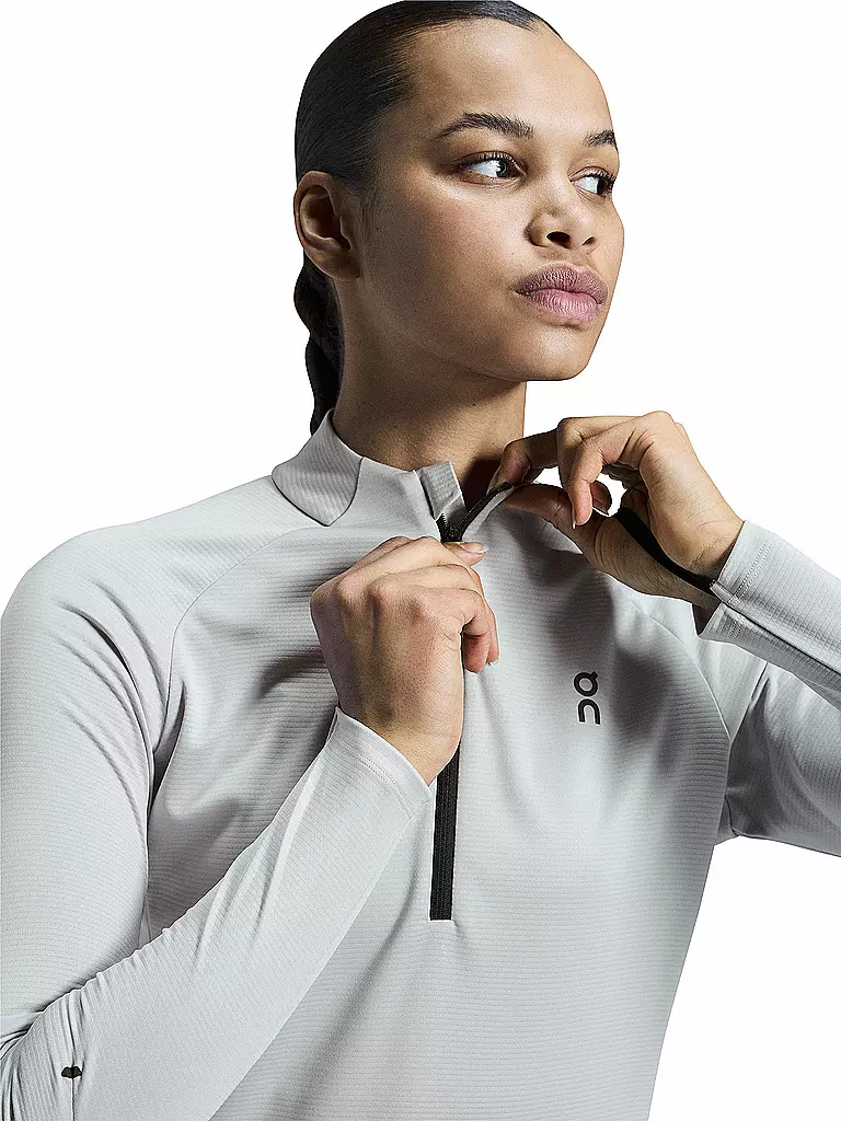 ON | Damen Funktions Zipshirt Climate | Gris claro