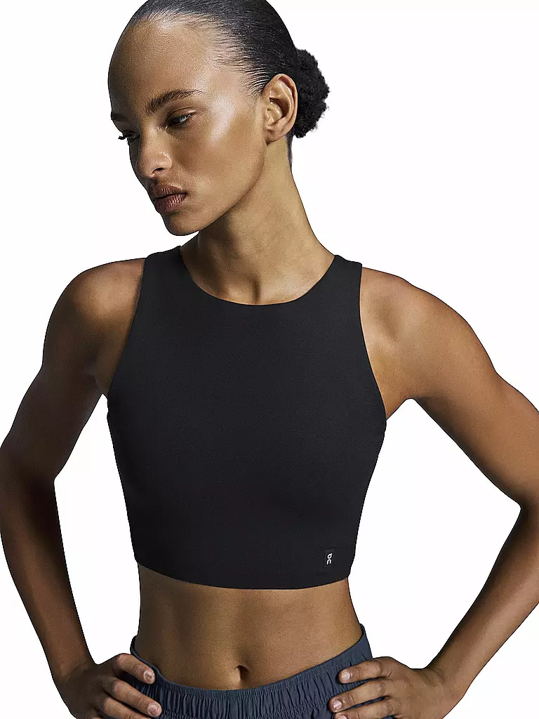 ON | Damen Laufshirt Core 2in1 Crop | Negro
