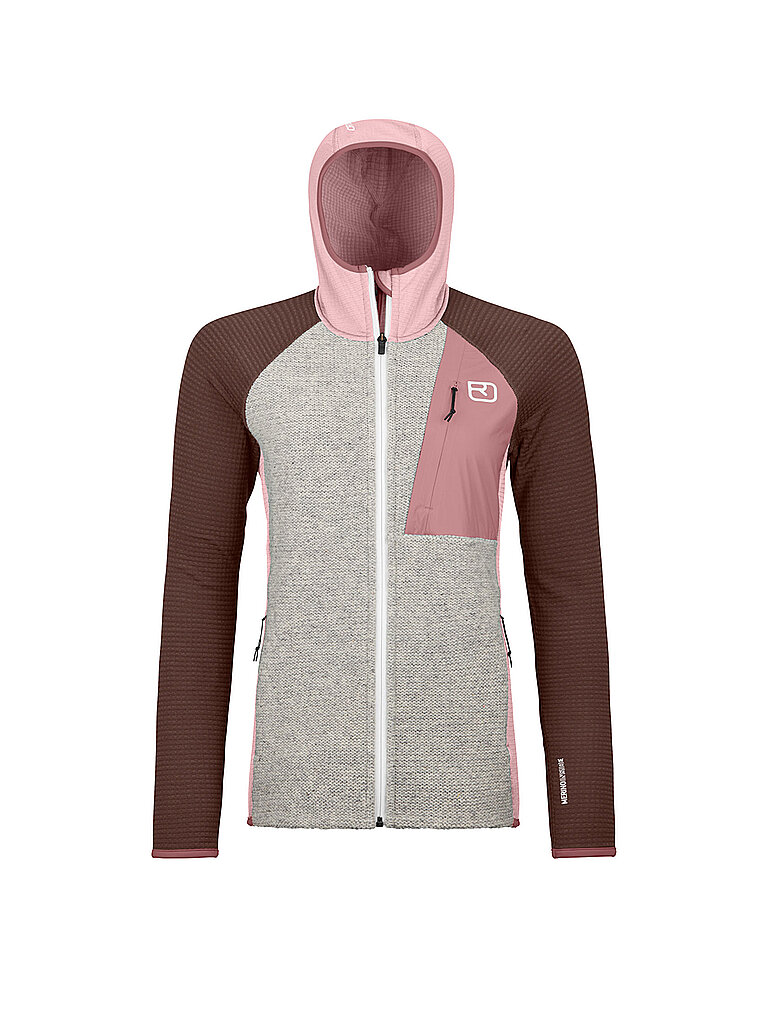 Chaqueta polar de mujer Classic Knit con capucha rosa M
