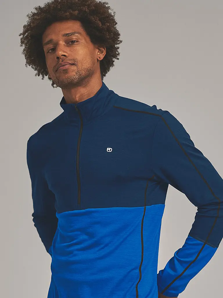 ORTOVOX | Camiseta interior con cremallera para hombre 185 ROCK'N'WOOL | Azul