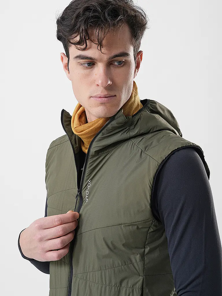 ORTOVOX | Chaleco aislante con capucha Piz Duan SW para hombre | Oliva
