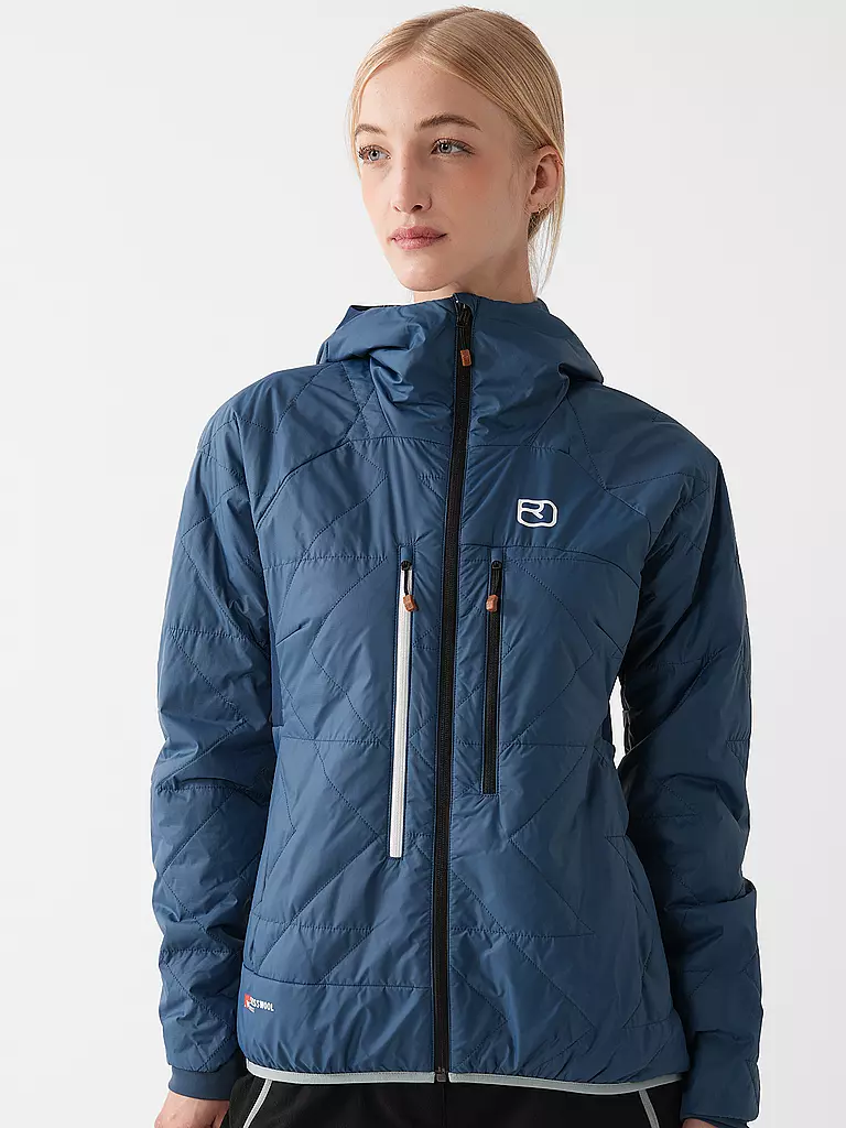 ORTOVOX | Chaqueta aislante para mujer Piz Boé Swisswool con capucha | Azul