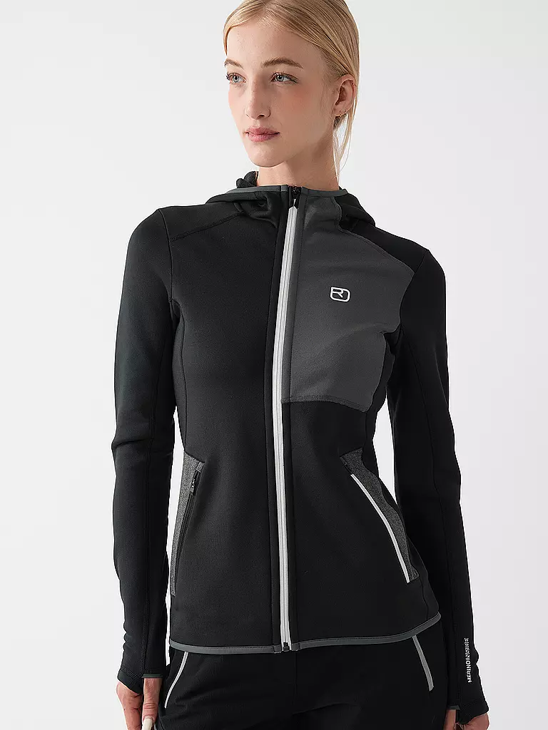 ORTOVOX | Chaqueta con capucha de forro polar para mujer | Negro