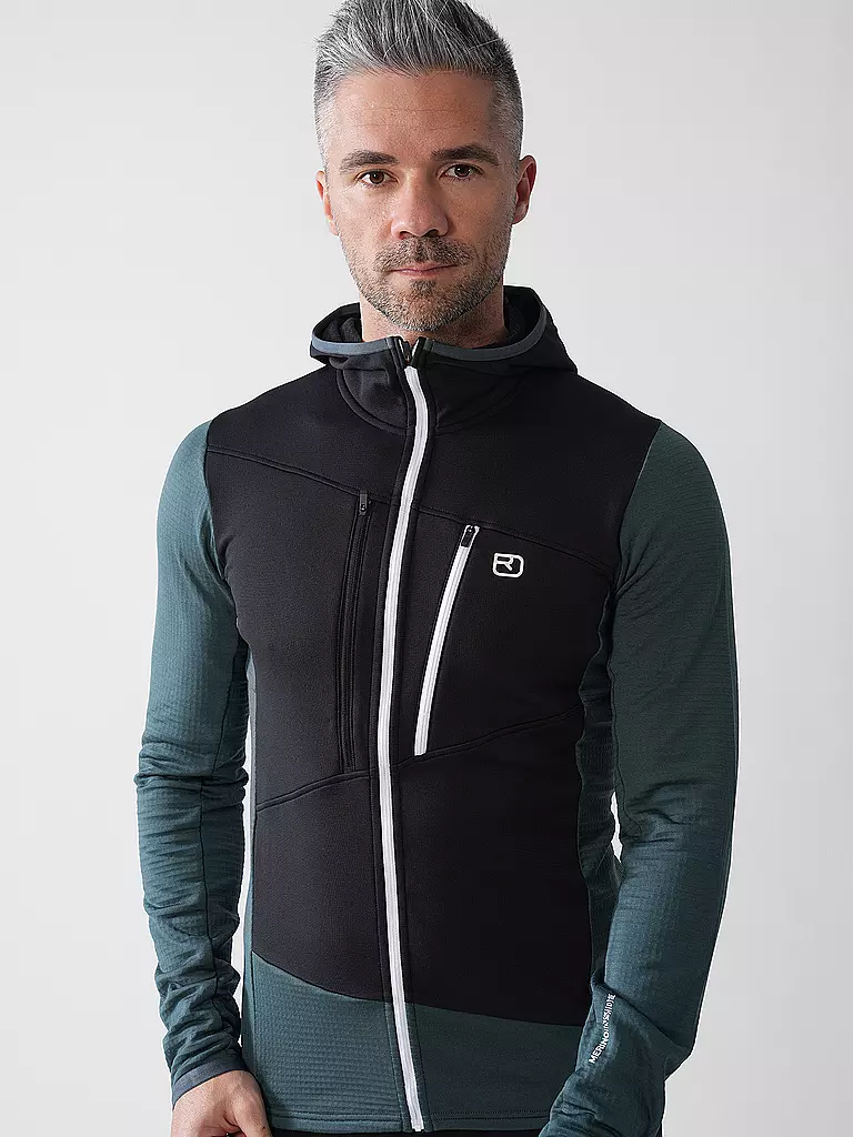 ORTOVOX | Chaqueta polar con capucha Grid para hombre | Petróleo