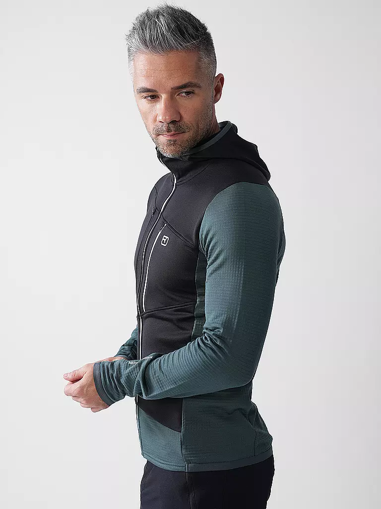 ORTOVOX | Chaqueta polar con capucha Grid para hombre | Petróleo