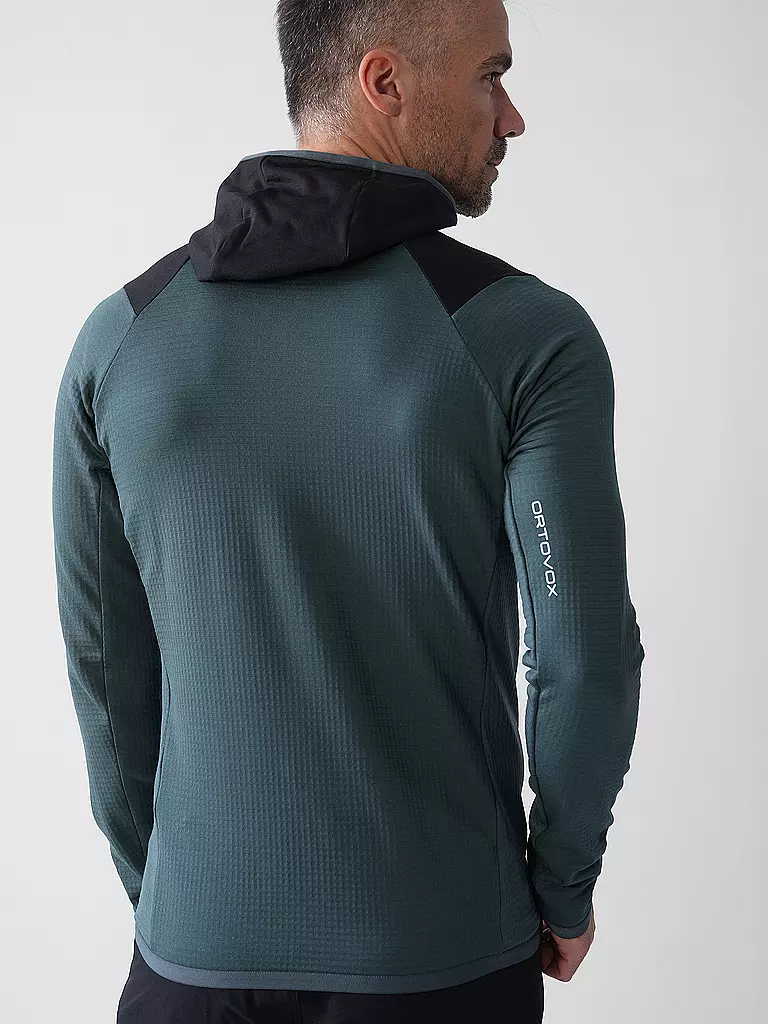 ORTOVOX | Chaqueta polar con capucha Grid para hombre | Petróleo