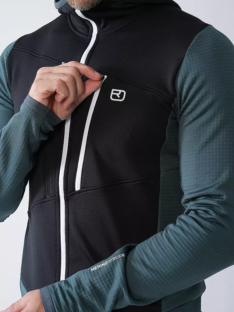 ORTOVOX | Chaqueta polar con capucha Grid para hombre | Petróleo