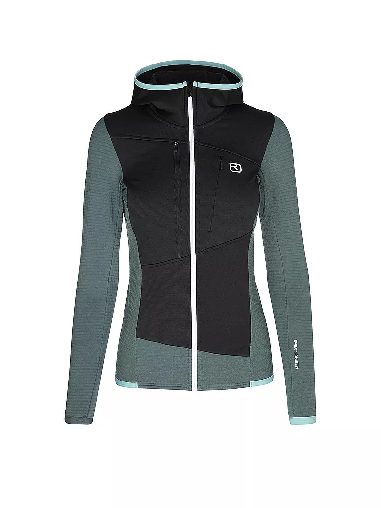 ORTOVOX | Chaqueta polar de mujer Fleece Grid Hoodie | Petróleo
