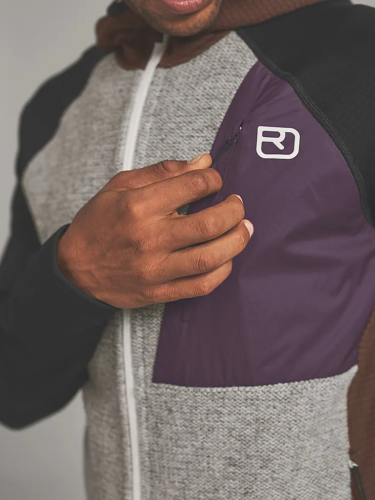 ORTOVOX | Chaqueta polar de punto clásica para hombre | Marrón