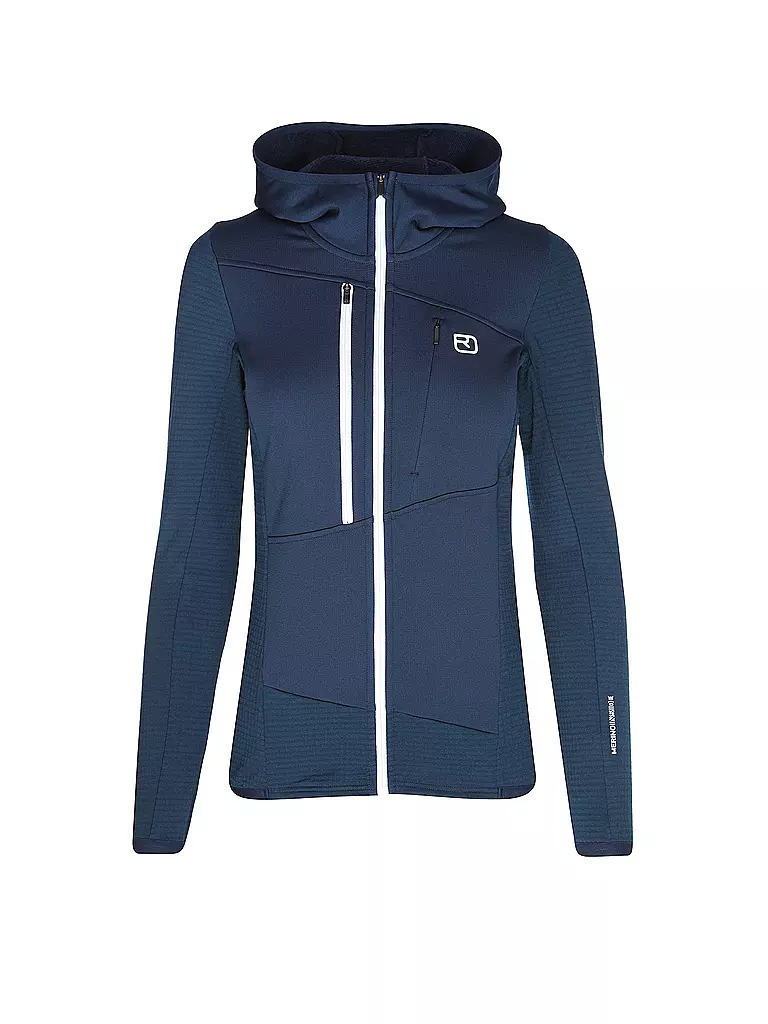 ORTOVOX | Damen Fleecejacke Fleece Grid Hoodie | Azul oscuro