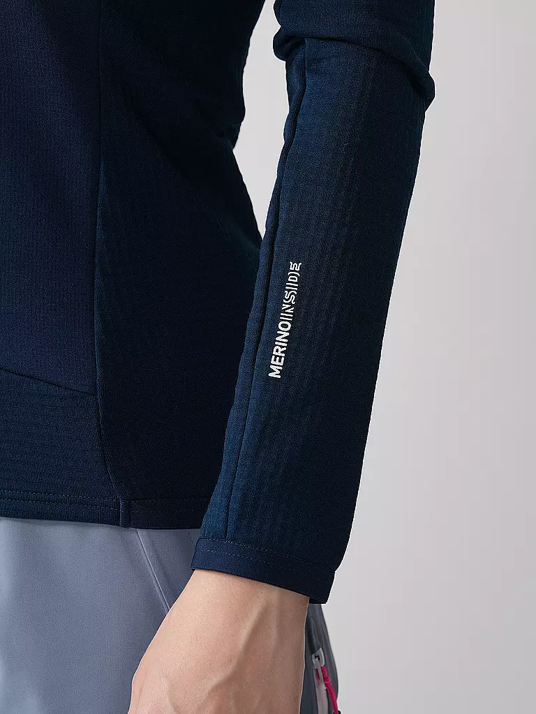 ORTOVOX | Damen Fleecejacke Fleece Grid Hoodie | Azul oscuro