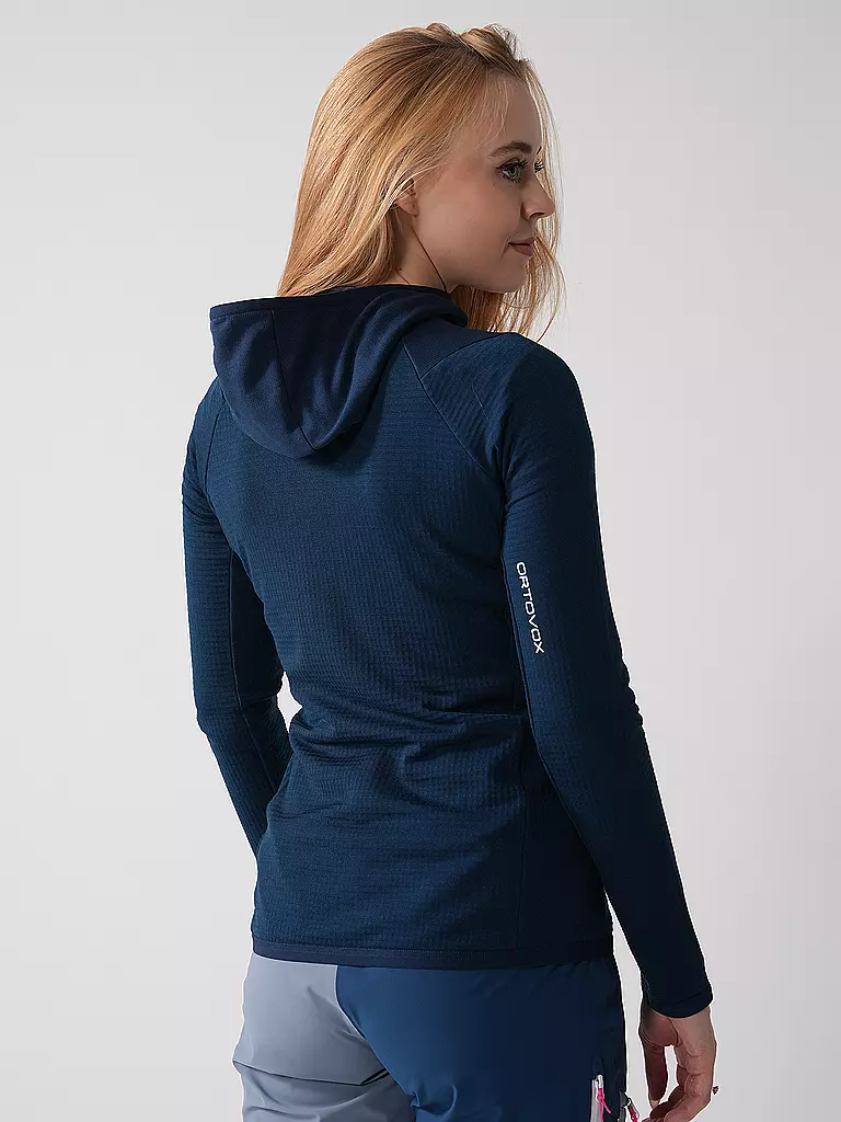 ORTOVOX | Damen Fleecejacke Fleece Grid Hoodie | Azul oscuro