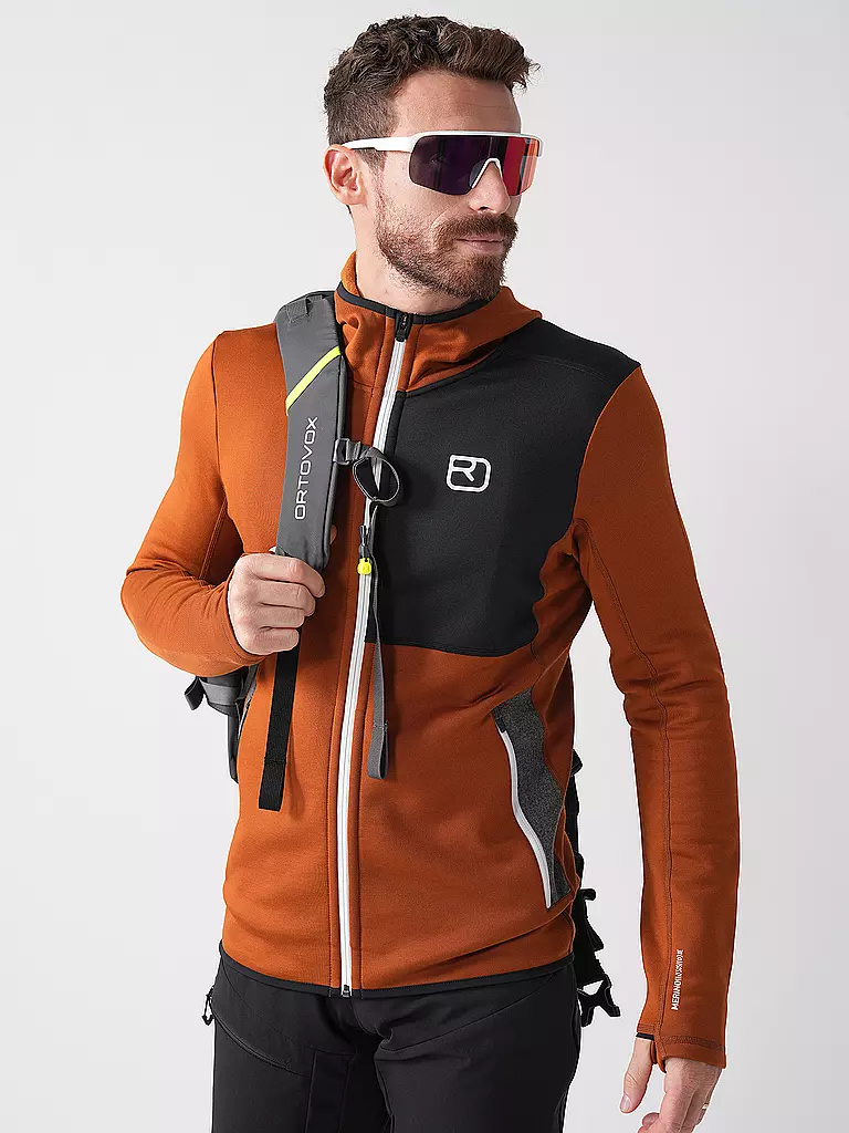 ORTOVOX | Herren Fleecejacke Hoodie | Marrón