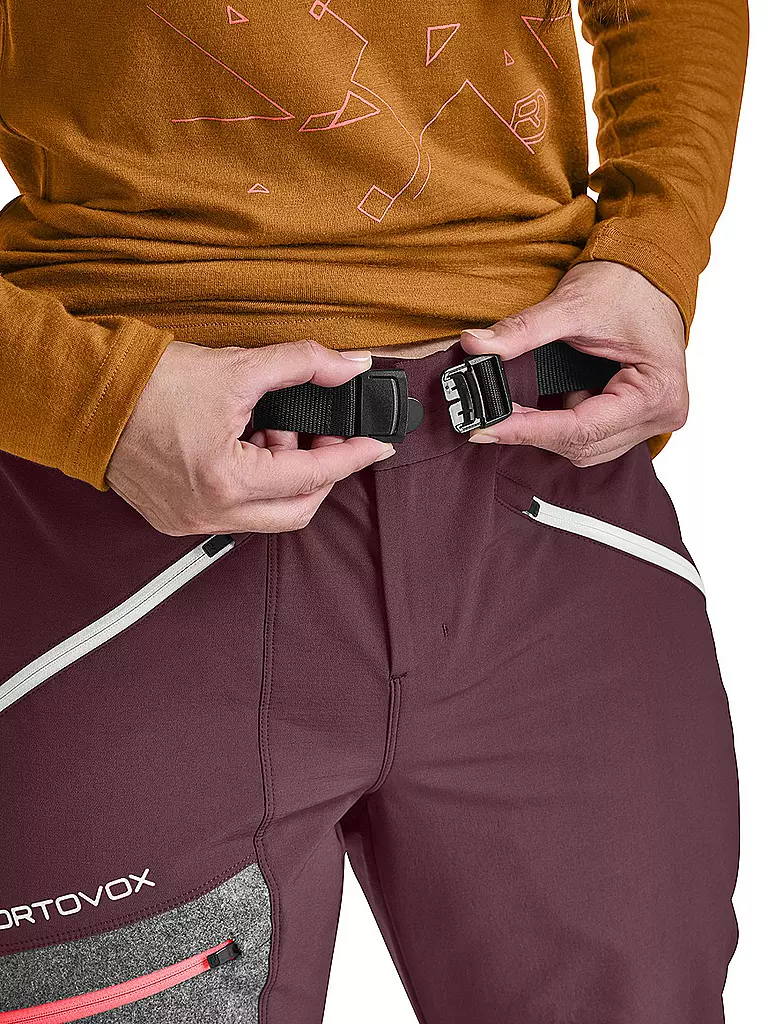 ORTOVOX | Pantalón de esquí de travesía Cevedale para mujer | Rojo oscuro