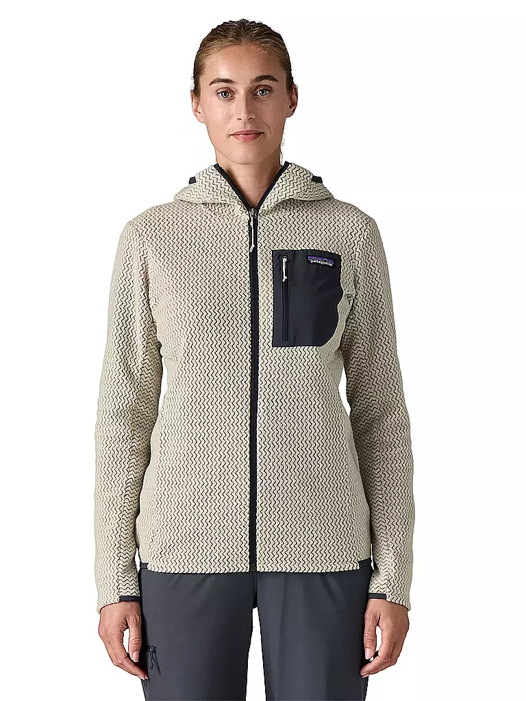 PATAGONIA | Chaqueta polar para mujer R1® Air con cremallera completa y capucha | Beige