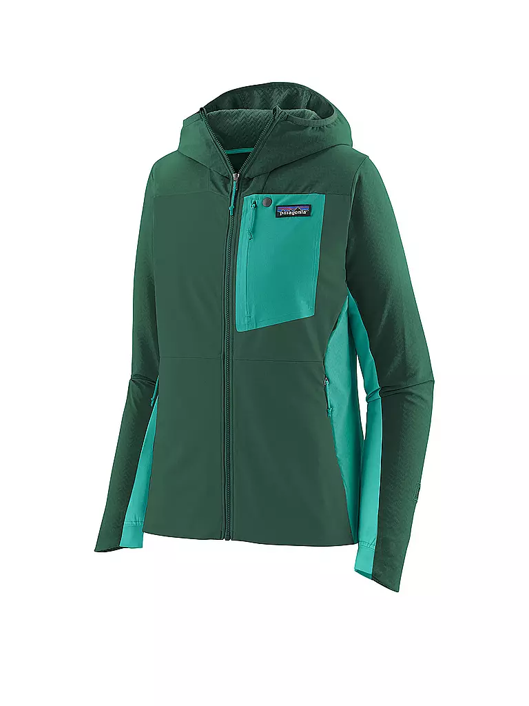 PATAGONIA | Damen Softshelljacke R1® CrossStrata | Verde oscuro