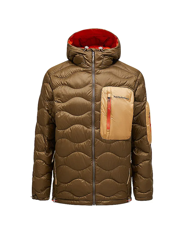 PEAK PERFORMANCE | Chaqueta de plumón para hombre Helium Utility con capucha | Marrón claro